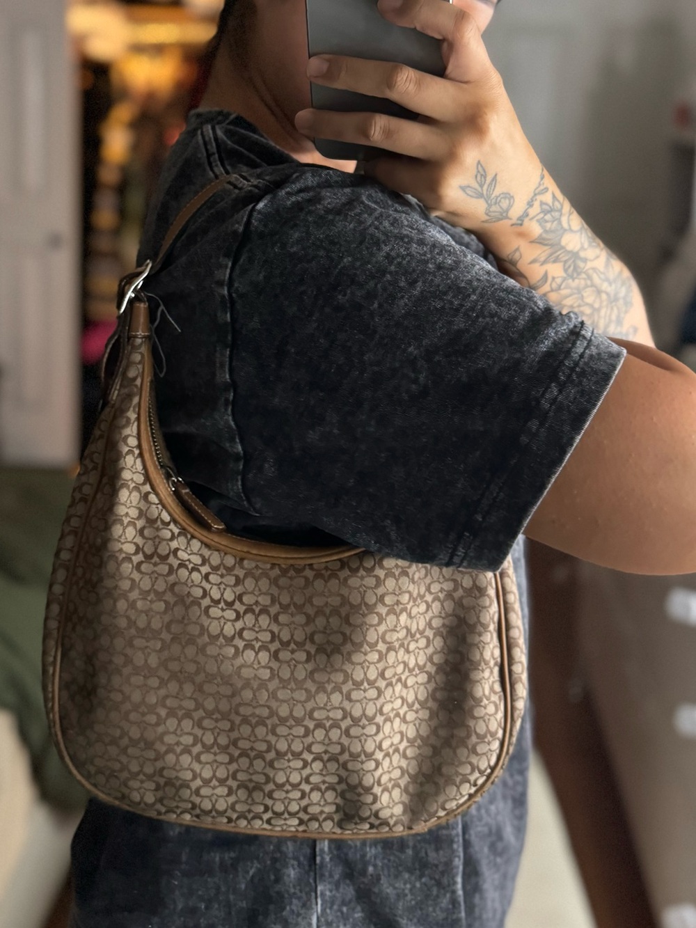 Vintage Coach Brown Signature Hobo Bag - Picture 10 of 13
